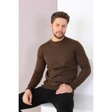 Ferraro Nescafe Bisiklet Yaka Superfine Erkek Triko Kazak - 3XL - Kahverengi