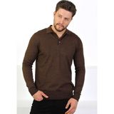 Ferraro Nescafe Polo Yaka Superfine Erkek Triko Kazak - 2XL - Kahverengi