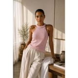 Ferraro Pembe Halter Yaka Pamuk Viskon İnce Triko Bluz