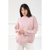 Ferraro Pembe Uzun Kollu Bisiklet Yaka Kaşmirli Oversize Kadın Triko Kazak