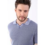 Ferraro Saks/beyaz Kuşgözü Desenli Polo Yaka %100 Pamuk Erkek Triko T-shirt