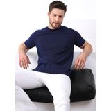 Ferraro Saks/siyah Kuşgözü Desenli Bisiklet Yaka Erkek Triko T-Shirt - Lacivert