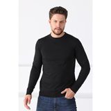 Ferraro Siyah Bisiklet Yaka Superfine Erkek Triko Kazak - 2XL