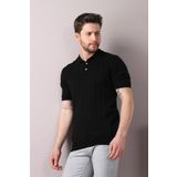Ferraro Siyah Polo Yaka Fitilli %100 Pamuk Erkek Triko T-shirt