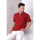 Ferraro Tarçın Yaka Şerit Fermuarlı Erkek Pamuk Triko T-Shirt