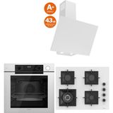 Ferre 3lü Cam Ankastre Set Steam Plus 65 Serisi Beyaz Renk A+ Enerji Sınıfı Modern Tasarım (QEP64CB-SC406-D078SA)