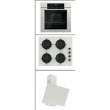 Ferre Beyaz Ankastre Set | QEP63CB 78 Lt 7 Fonksiyonlu Fırın + CS206FA Beyaz Cam Ocak + D078 Silentart Davlumbaz
