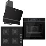 Ferre Black FryArt 3 Lü Ankastre Set ( QEP63CS - SC205-FA - D080-SA ) A++ Sessiz Davlumbaz