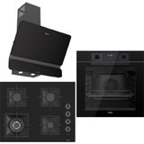 Ferre Black FryArt 3 Lü Ankastre Set ( QEP63CS - SC405-WFA - D080-SA ) A++ Sessiz Davlumbaz - 65 cm Wok Bek Ocak