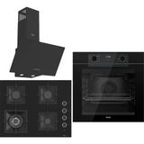 Ferre Black FryArt 3 Lü Ankastre Set ( QEP63CS - SC405-WFA - D086 ) 65 cm Wok Bek Ocak
