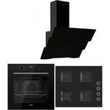 Ferre Black Plus Serisi 3lü Cam Ankastre Set Şık Tasarım ve Yüksek Performans Siyah Renk-(QBL63CS-SS205-D023)