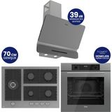 Ferre Flowart Digital 5 Gözlü Gri Cam Ankastre Set QBL63CPR+BL138+D082-SA