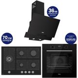 Ferre Flowart Digital 5 Gözlü Siyah Cam Ankastre Set QBL63CS+BL135+D063-SA