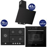 Ferre Flowart Digital 5 Gözlü Siyah Cam Ankastre Set QBL63CS+BL135+D077-SA