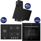 Ferre Flowart Digital 5 Gözlü Siyah Cam Ankastre Set QBL63CS+BL135+D086-SA
