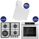 Ferre Flowart Digital Asimetrik Beyaz Cam Ankastre Set QBL63CB+NT026-WFA+D078-SA