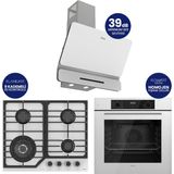 Ferre Flowart Digital Asimetrik Beyaz Cam Ankastre Set QBL63CB+NT026-WFA+D081-SA