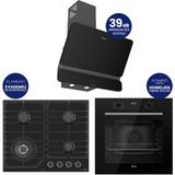 Ferre Flowart Digital Asimetrik Siyah Cam Ankastre Set QBL63CS+NT025-WFA+D080-SA