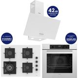 Ferre Flowart Digital Beyaz Cam Ankastre Set 65 cm Woklu Ocak Yüksek Performans A Enerji Sınıfı