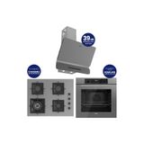 Ferre Flowart Digital Gri Cam Ankastre Set ( 65 cm Woklu Ocak ) QBL63CPR+SC408-WFA+D082-SA