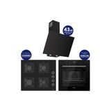 Ferre Flowart Digital Siyah Cam Ankastre Set ( Kaymaz Döküm Izgara ) QBL63CS+SC205-FA+D077-SA