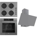 Ferre Flowart Serisi Gri Set (CS208-FA + QBL63CPR +D079 ) - Emaye Izgara / Kademeli Musluk