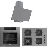 Ferre Flowart Serisi QBL63CPR-SC408-D079 Gri Ankastre Set Cam Yüzeyli 4 Ocaklı Gazlı