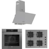 Ferre Flowart Serisi (QBL63CPR-SS208-D088) Gri 60 cm Ankastre Set Modern Mutfak Uyumlu 4 Ocaklı