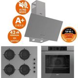 Ferre Flowart Sessiz Yeni Seri Antrasit Gri Ankastre Set (D088-SA + QBL62CPR +SS208)