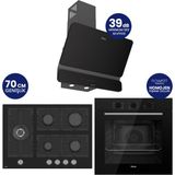 Ferre Flowart Turbolu 5 Gözlü Amörtisörlü Silentart Siyah Cam Ankastre Set QBL62CS - BL135 - D080SA