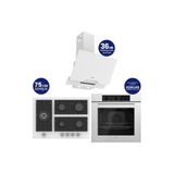 Ferre Flowart Turbolu 5 Gözlü Silentart Beyaz Cam Ankastre Set QBL62CB - BL136 - D064SA