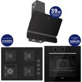 Ferre Flowart Turbolu Amörtisörlü Silentart Siyah Cam Ankastre Set ( 65 cm Woklu Ocak ) QBL62CS - SC405 - D080SA