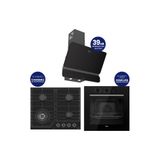 Ferre Flowart Turbolu Asimetrik Amörtisörlü Silentart Siyah Cam Ankastre Set QBL62CS - NT025WFA - D080SA