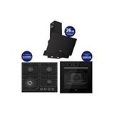 Ferre Flowart Turbolu Asimetrik Silentart Siyah Cam Ankastre Set QBL62CS - NT025WFA - D063SA