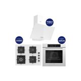 Ferre Flowart Turbolu Beyaz Cam Ankastre Set ( 65 cm Woklu Ocak ) QBL62CB - SC406 - D087
