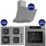 Ferre Flowart Turbolu Silentart Gri Cam Ankastre Set ( 65 cm Woklu Ocak ) QBL62CPR+SC408-WFA+D065 - Antrasit - Gri