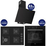 Ferre Flowart Turbolu Silentart Siyah Cam Ankastre Set ( 65 cm Woklu Ocak ) QBL62CS - SC405 - D077SA