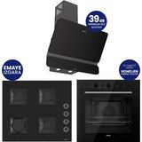 Ferre Flowart Turbolu Siyah Cam Amörtisörlü Silentart Ankastre Set QBL62CS - SS205 - D080SA