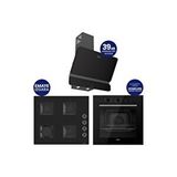 Ferre Flowart Turbolu Siyah Cam Amörtisörlü Silentart Ankastre Set QBL62CS - SS205 - D080SA