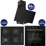 Ferre Flowart Turbolu Siyah Cam Ankastre Set ( 65 cm Woklu Ocak ) QBL62CS - SC405 - D086SA