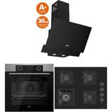 Ferre Fryart Airfryer Hava Fritözü Yağsız Kızartma Black Plus 3lü Cam Ankastre Set (XE63MI-SC405-D063-SA)