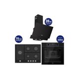 Ferre Fryart Digital 5 Gözlü Siyah Cam Ankastre Set QEP63CS+BL135+D063-SA