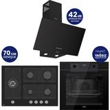 Ferre Fryart Digital 5 Gözlü Siyah Cam Ankastre Set QEP63CS+BL135+D086-SA
