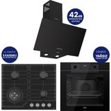 Ferre Fryart Digital Asimetrik Siyah Cam Ankastre Set QEP63CS+NT025-WFA+D086-SA