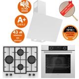 Ferre Fryart & Flowart Luno Sessiz Davlumbazlı Beyaz Cam Ankastre Set ( D078-SA + LN386 + XE63CB )