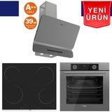 Ferre Fryart Serisi Silenart Vitroseramik Elektrikli Ankastre Set ( XE63CPR + MS261 + D080 -Sa) - Siyah