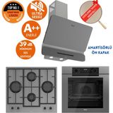 Ferre Fryart & Silentart Ea Yeni Seri Sessiz Antrasit Gri Ankastre Set (D082-SA+ QEP63CPR +LN388 ) - Antrasit - Gri