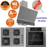 Ferre Fryart & Silentart Enon Sessiz Antrasit Gri Ankastre Set (D082-SA+ QEP63CPR +SC408-WFA 1'wok) - Antrasit - Gri