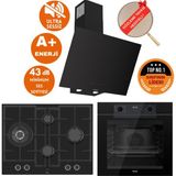 Ferre Fryart & Silentart Gento Ultra Sessiz Siyah Ankastre Set (D077-SA + QEP63CS + ED075-WFA Wok)