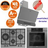 Ferre Fryart & Silentart Gıao Sessiz Antrasit Gri Ankastre Set (D082-SA+ QEP63CPR +ED078-WFA 1'wok) - Antrasit - Gri